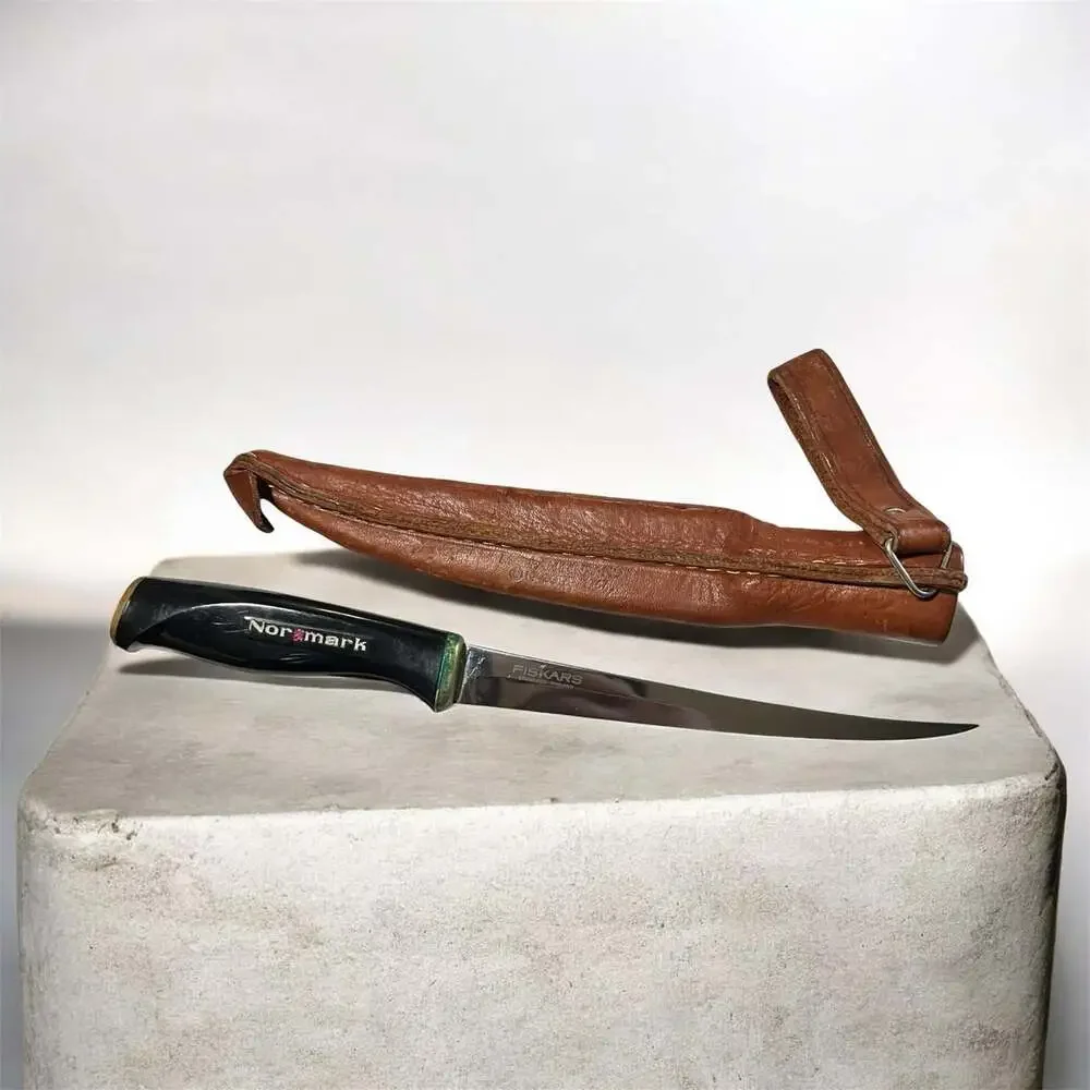 Fiskars Normark Vintage Fillet Knife 1967 Made in Finland with Leather Sheath